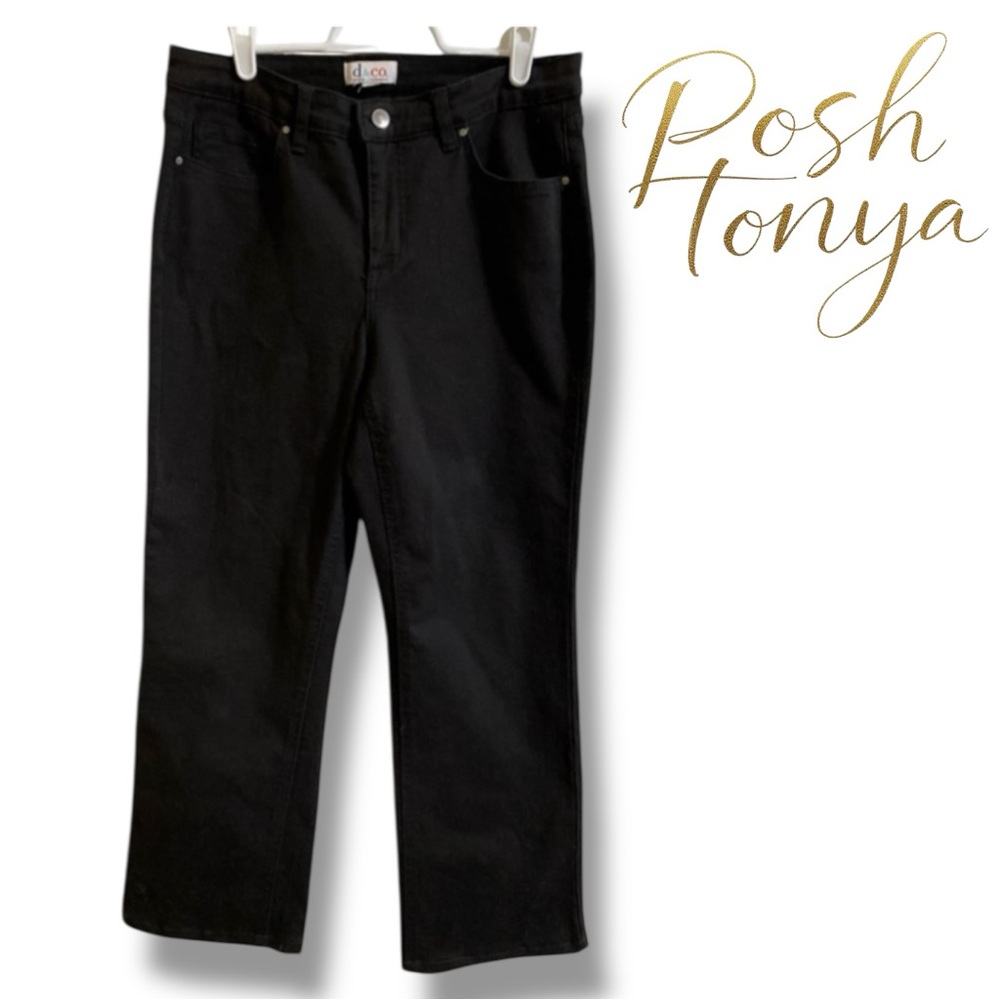 Denim & Company Straight Leg Denim Jeans Black Size 6 | Inseam 24.5